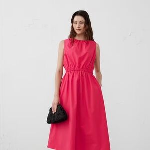 Banana Republic Bright Pink Sleeveless Midi Dress